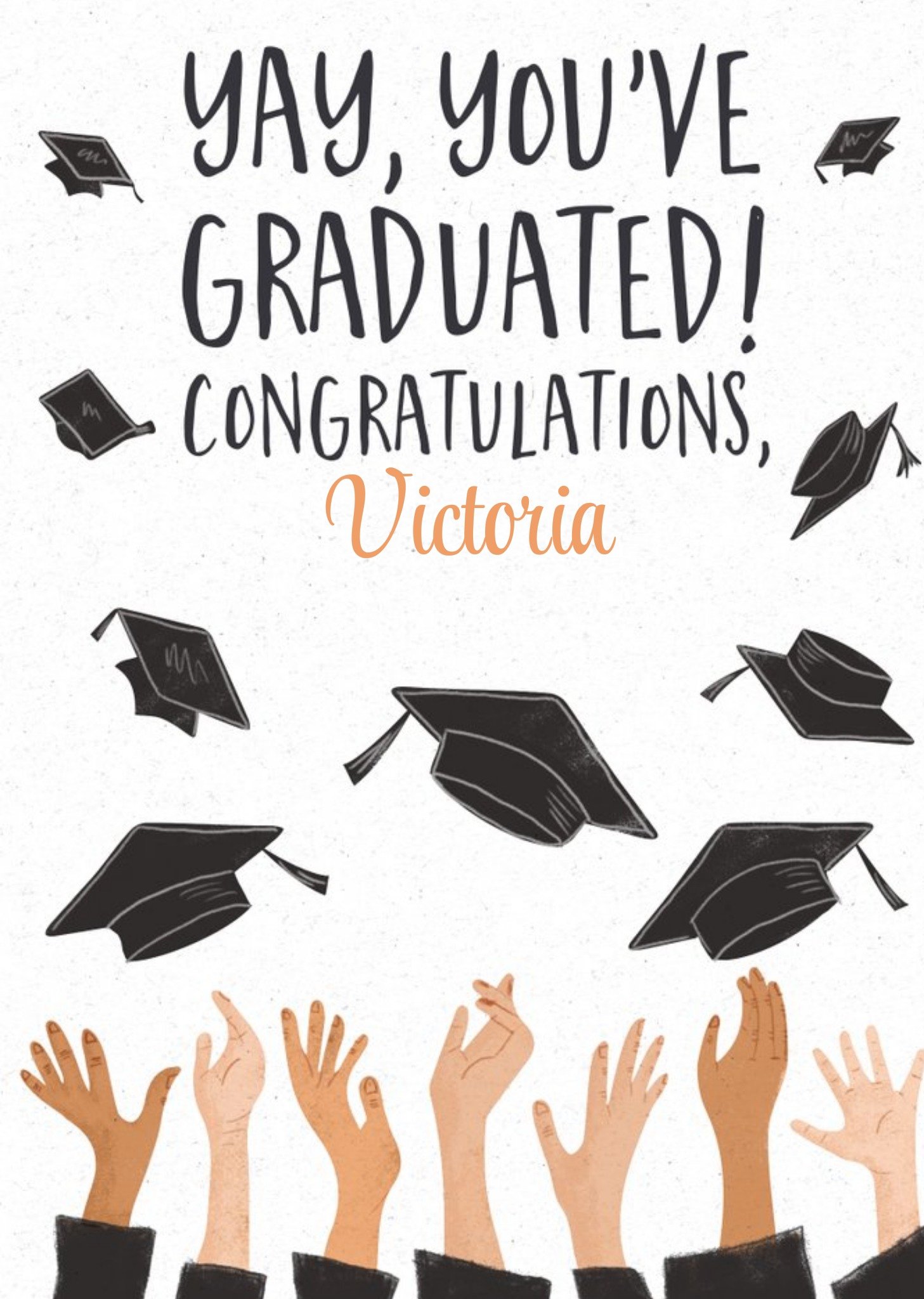 Illustrated Mortarboards Being Thrown In The Air. Yay, You've Graduated Card