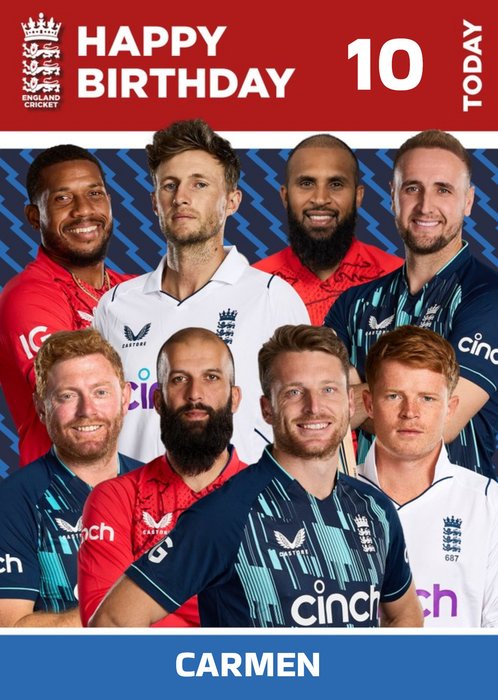 England Cricket Players Birthday Card