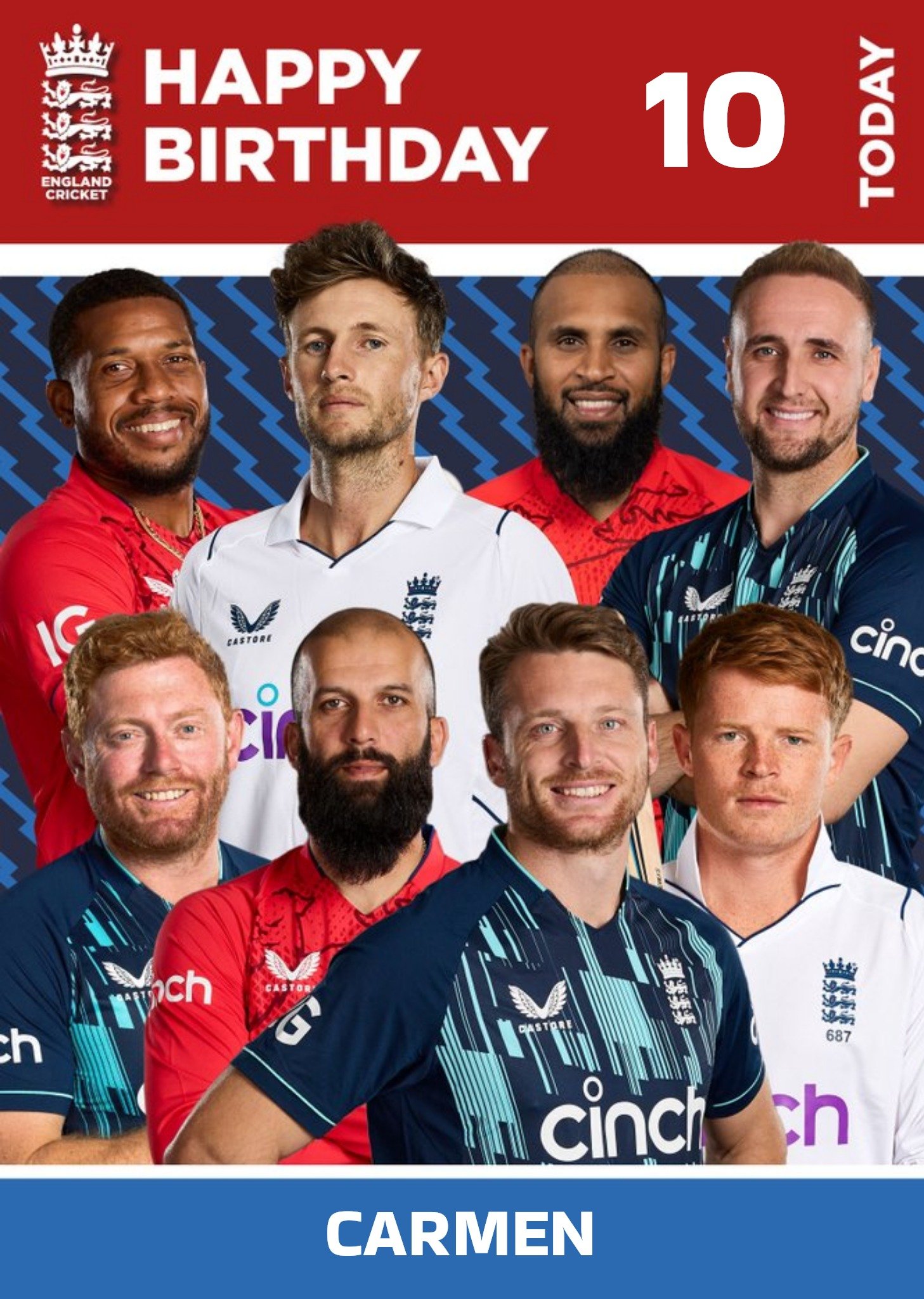 England Cricket Players Birthday Card Ecard