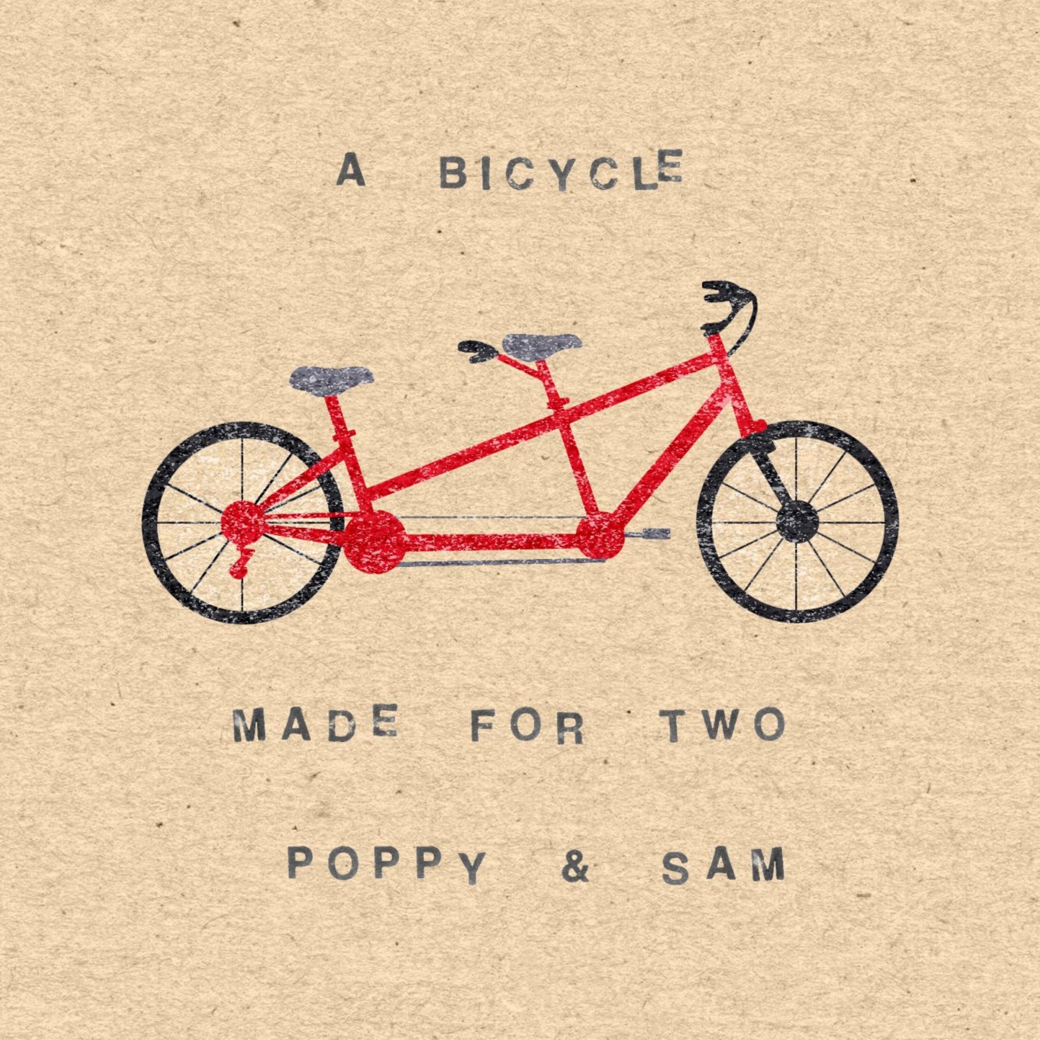 A Bicycle Made For Two Personalised Happy Anniversary Card, Square