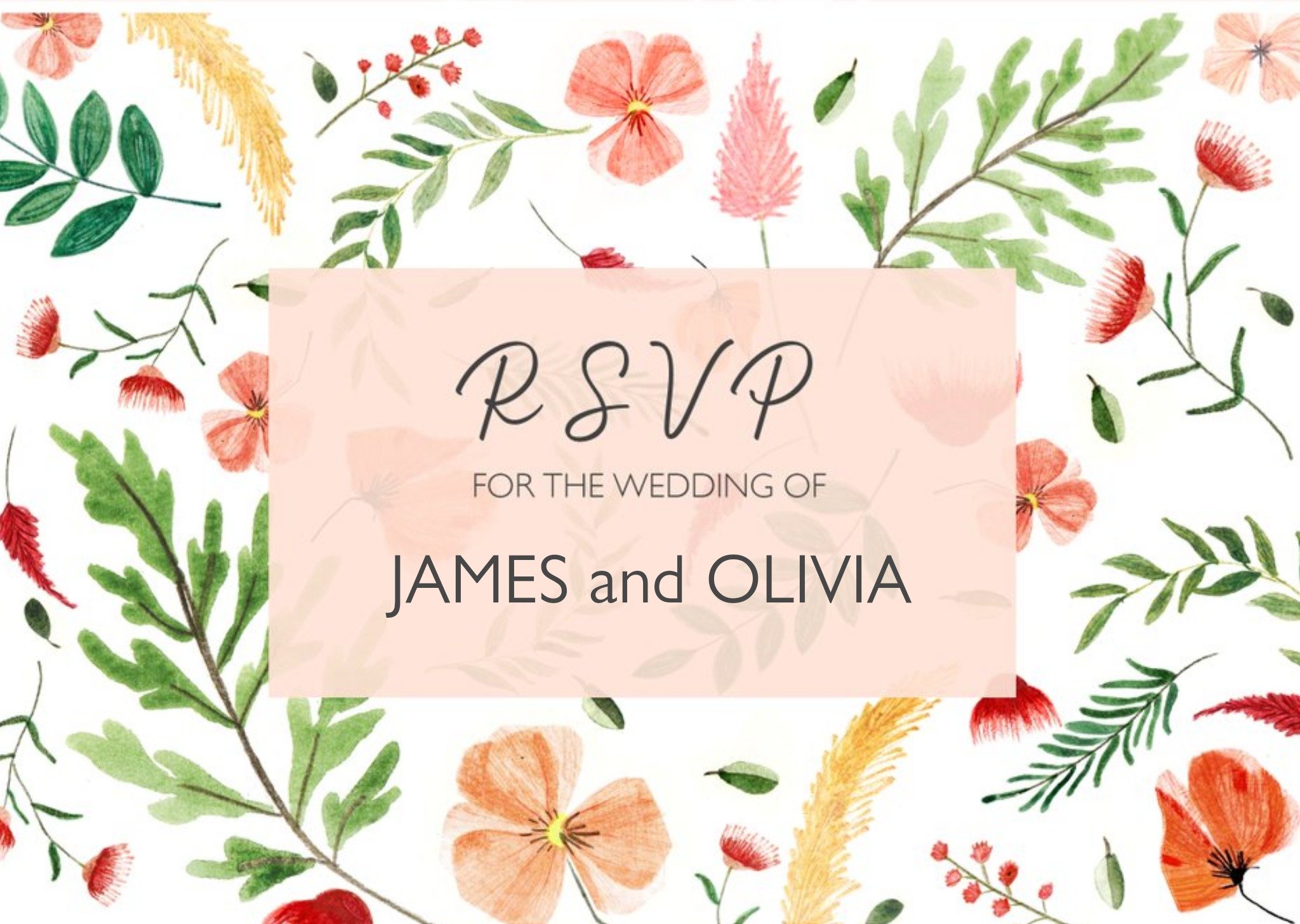 Moonpig Floral Personalised Rsvp Wedding Invitation, Standard Card