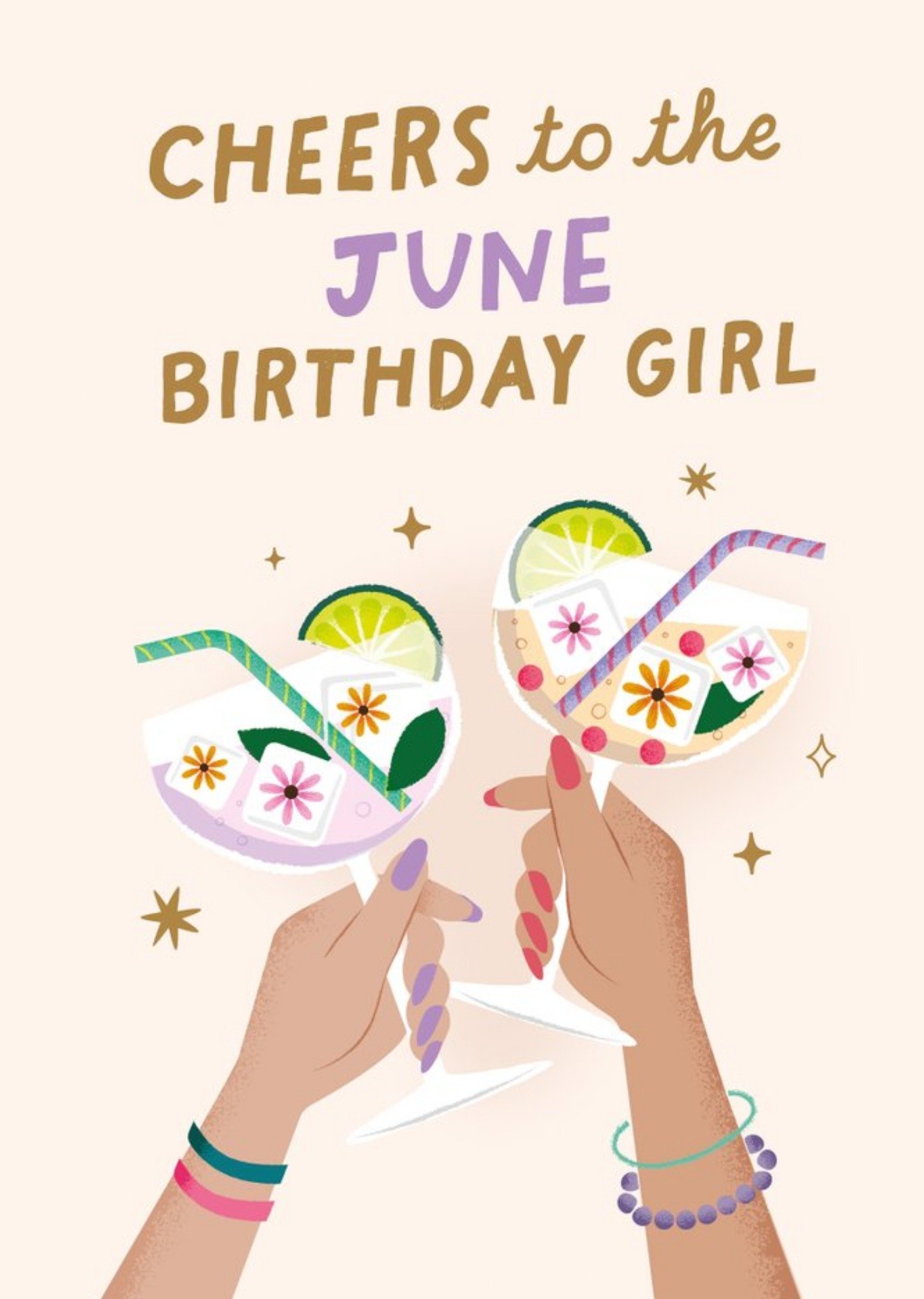Friends Cheers To The June Birthday Girl Card Ecard
