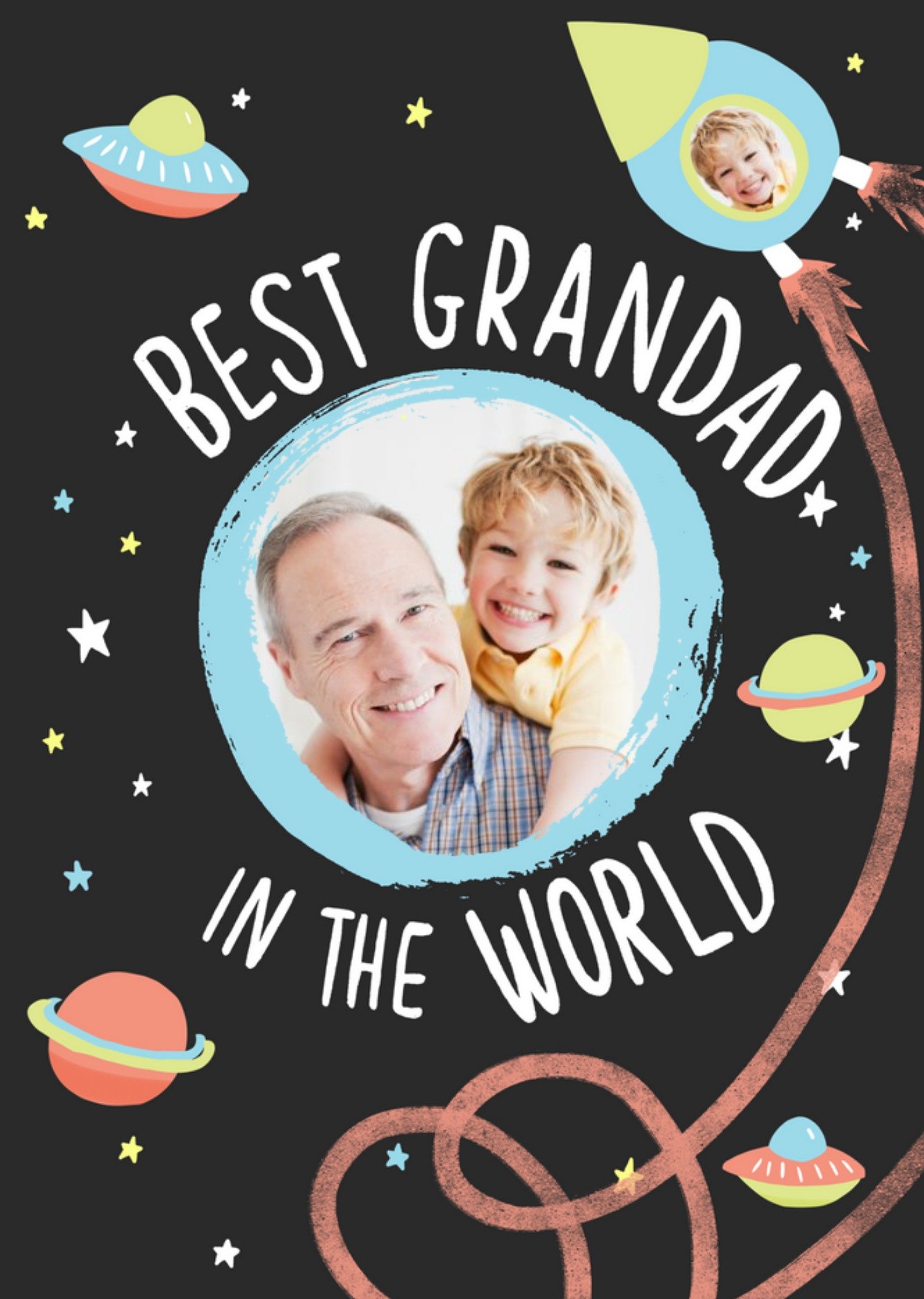 Moonpig Up In Space Best Grandad In The World Photo Card, Large