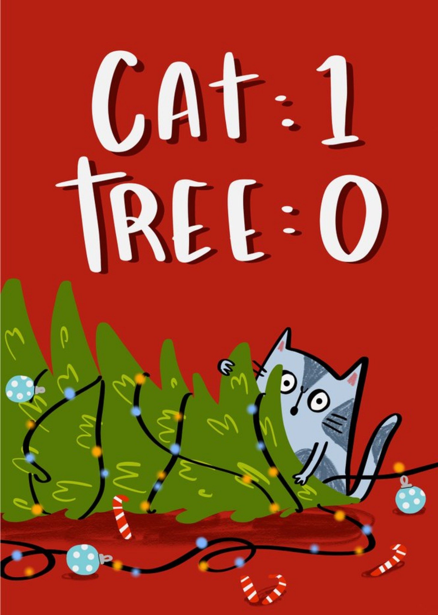 Moonpig Cute Illustration Cat One Tree Zero Chris, Large Card