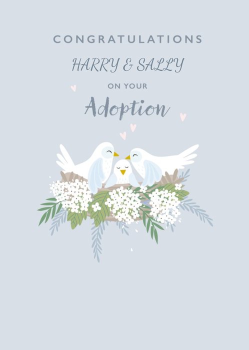 Klara Hawkins Cute Birds Adoption Congratulations Card