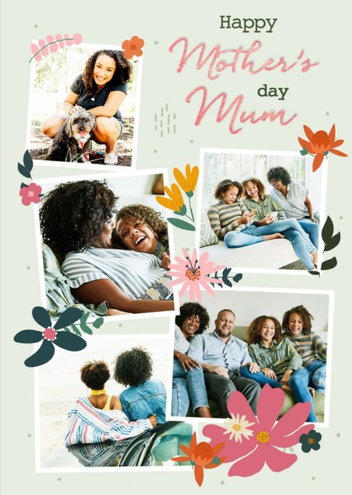 Happy Mother's Day Photo Upload floral Card