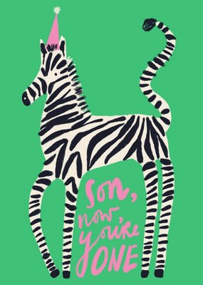 Illustration Of A Cute Zebra Son's First Birthday Card