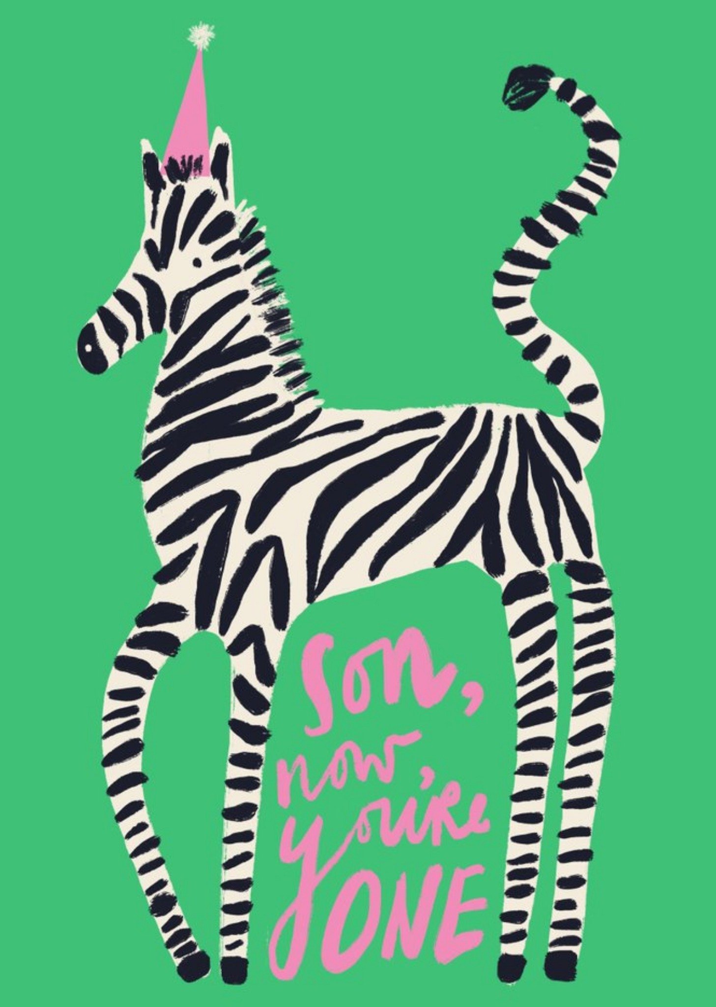 Illustration Of A Cute Zebra Son's First Birthday Card Ecard