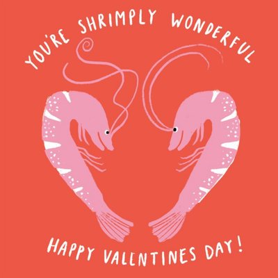 Illustration Of A Pair Of Shrimps In The Shape Of A Love Heart Valentine's Day Card