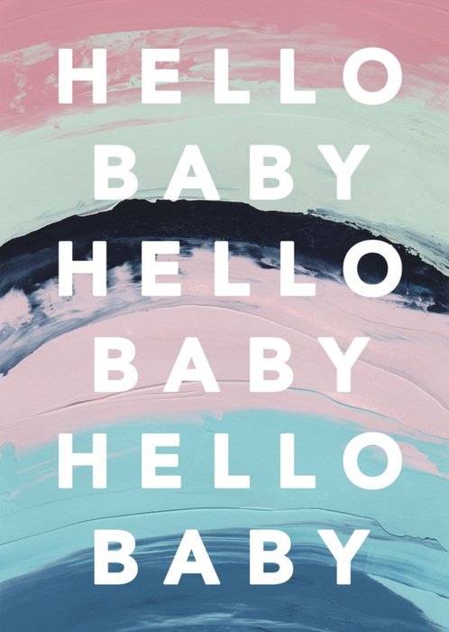 Joy Jen Studio Blue And Pink Paint Brush Effect New Baby Card