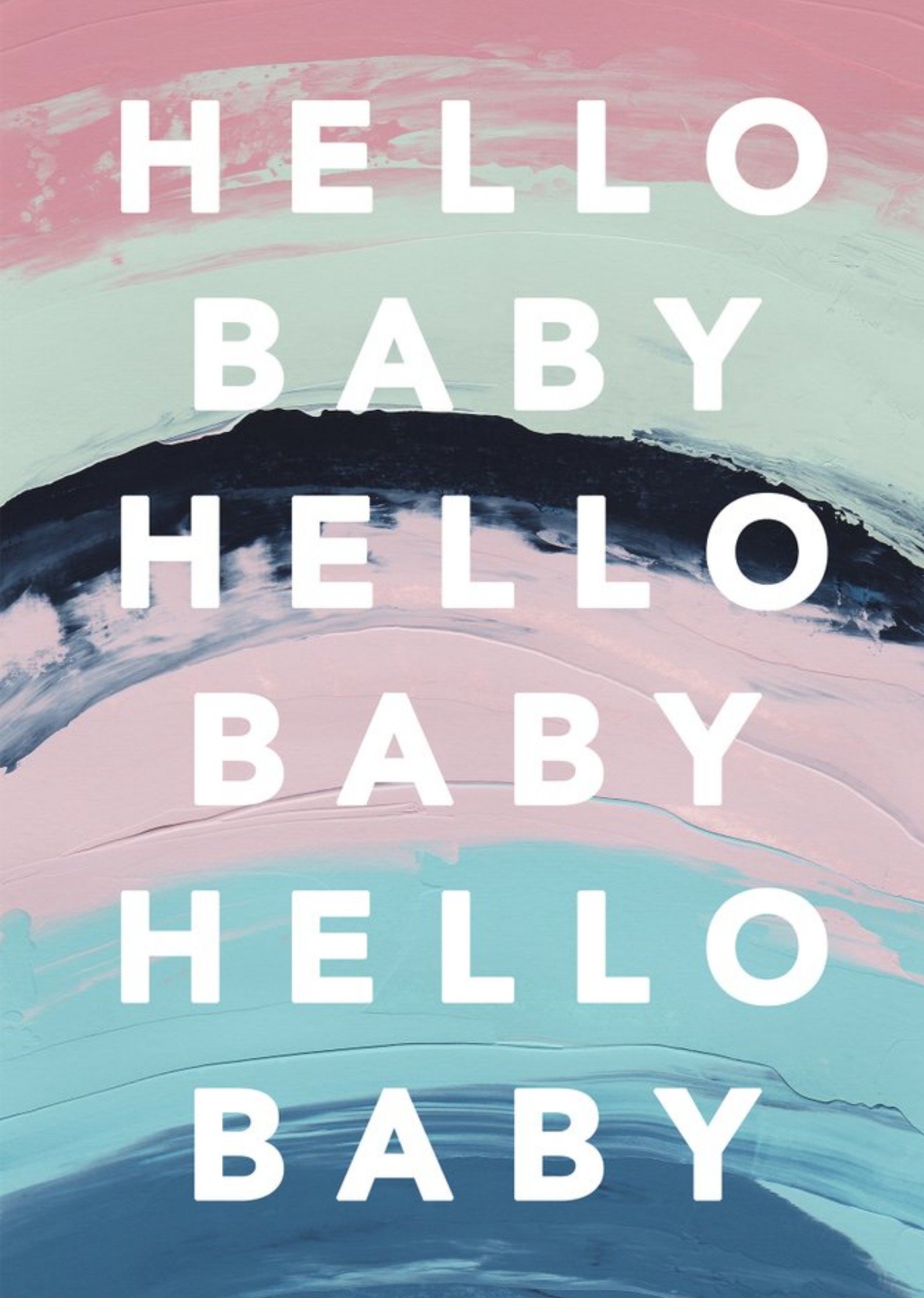 Moonpig Joy Jen Studio Blue And Pink Paint Brush Effect New Baby Card, Large