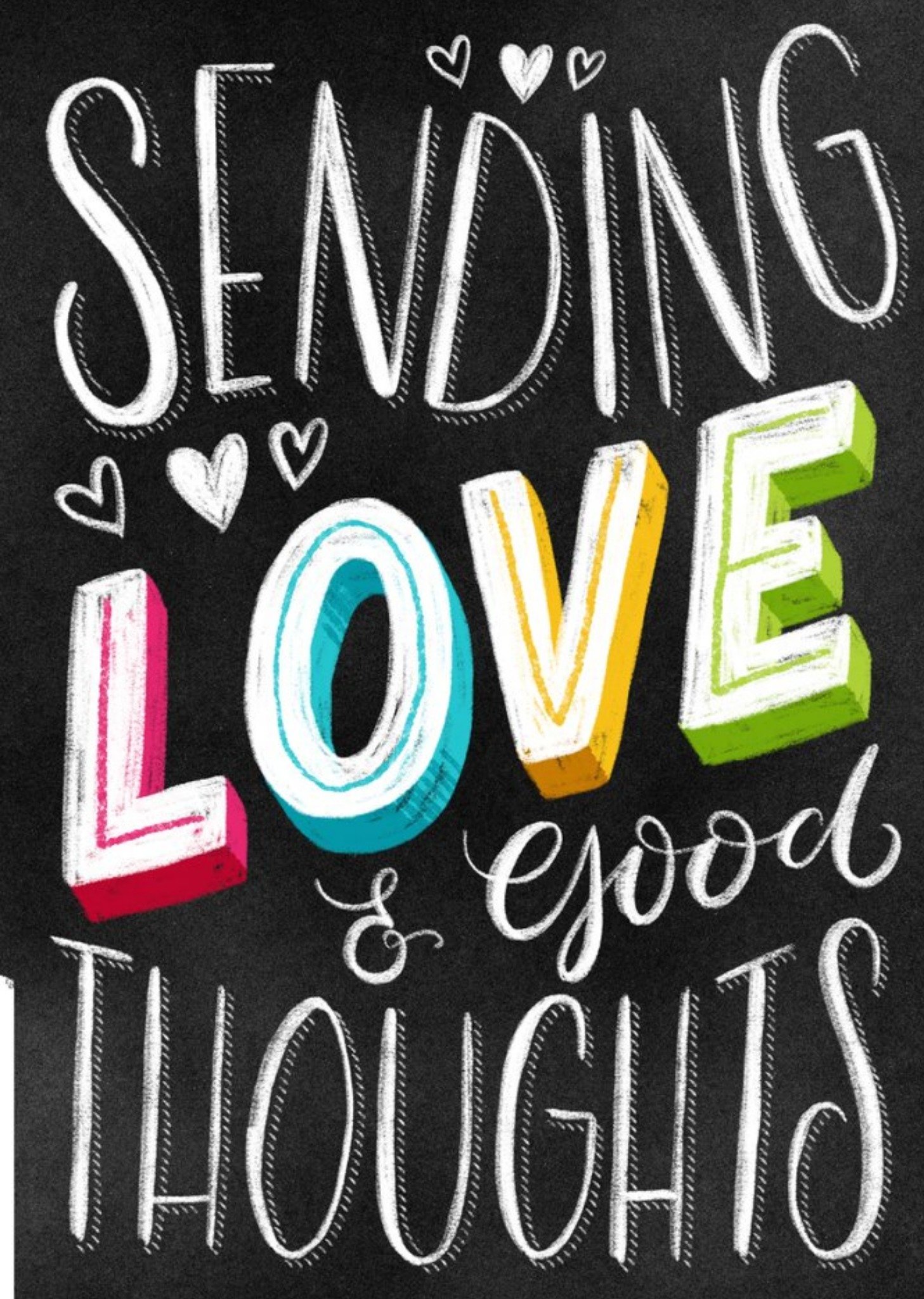 Chalkboard Letters Sending Love & Good Thoughts Card Ecard