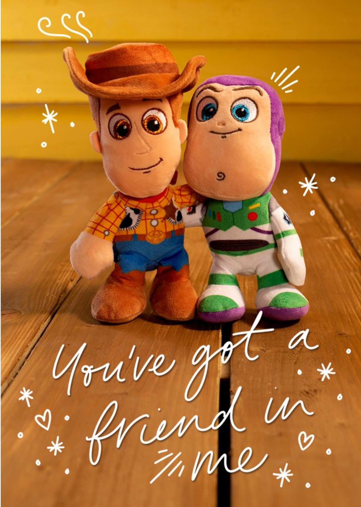 Cute Disney Plush Toy Story Woody And Buzz Friend In Me Thinking Of You Card Ecard