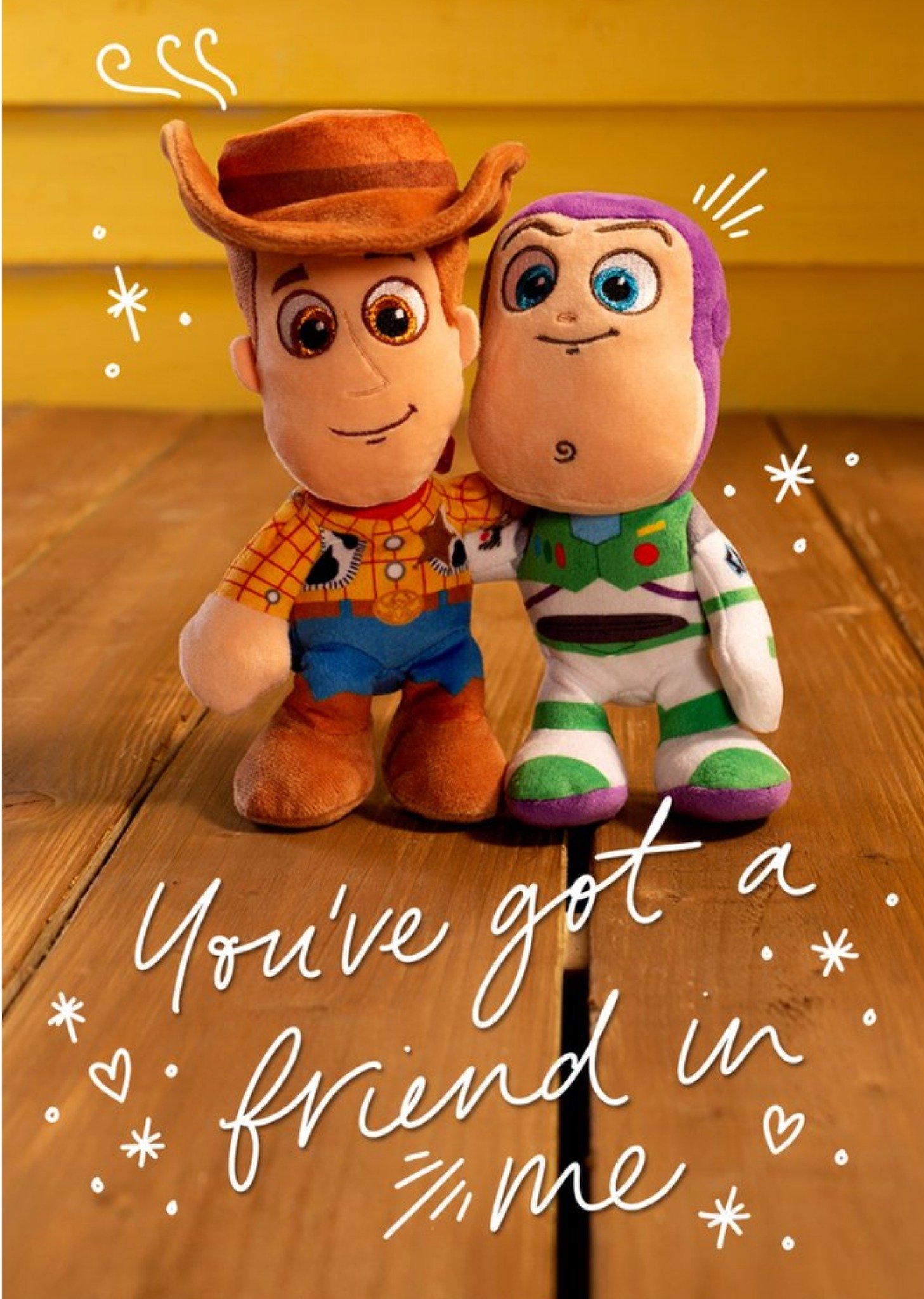 Cute Disney Plush Toy Story Woody And Buzz Friend In Me Thinking Of You Card