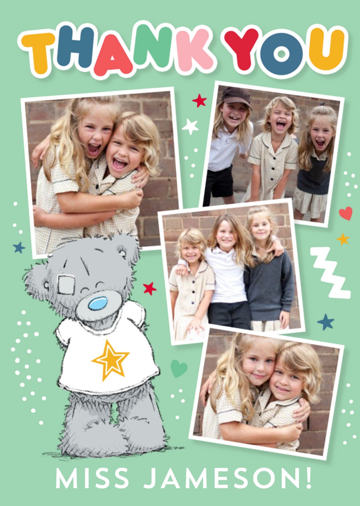 Tatty Teddy Cute Star Thank You Photo Upload Card Ecard