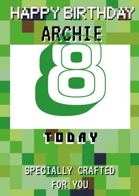 Pixelated Gaming Personalise Age Happy Birthday Card
