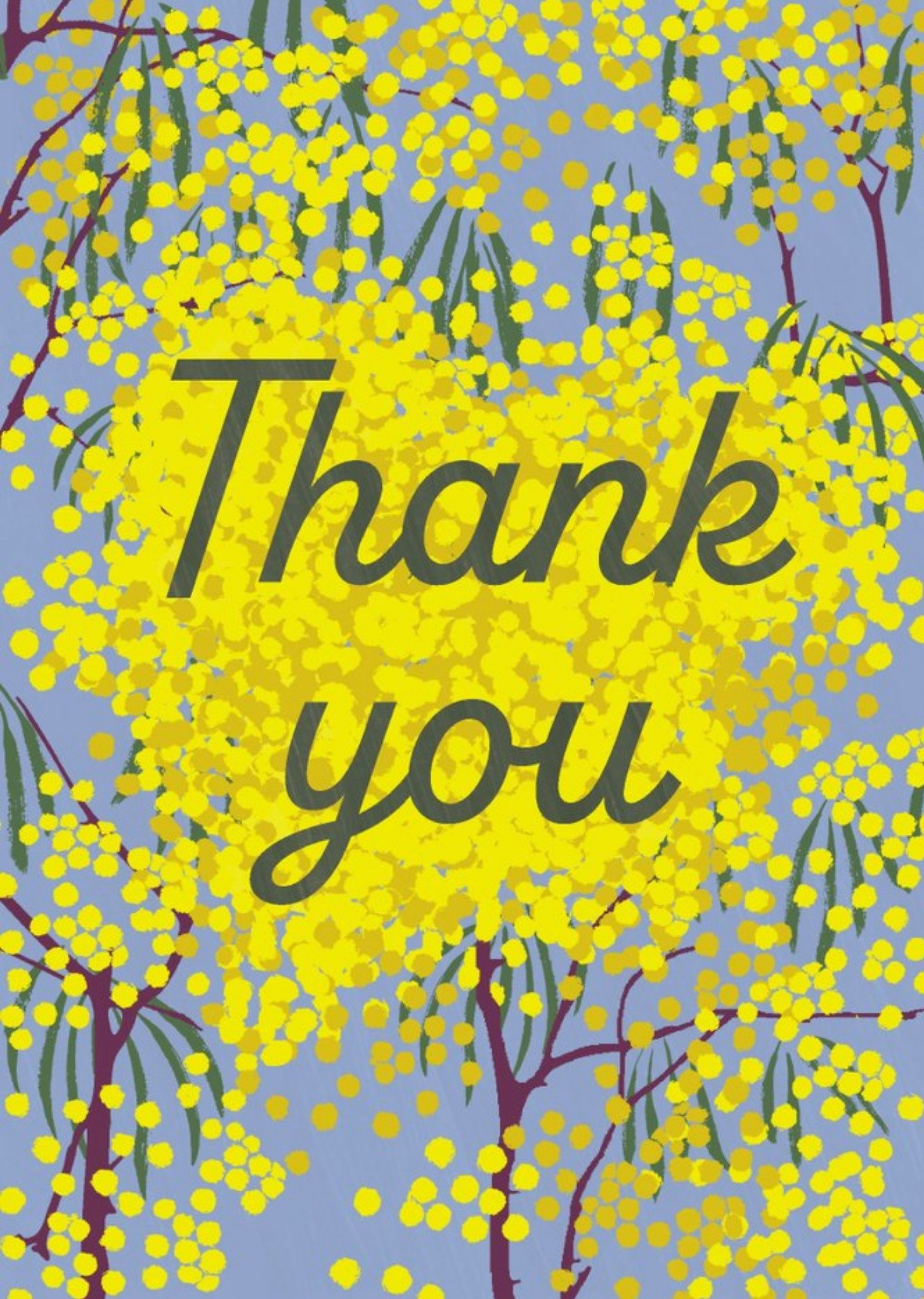 Illustration Of A Tree With Yellow Flowers Thank You Card Ecard