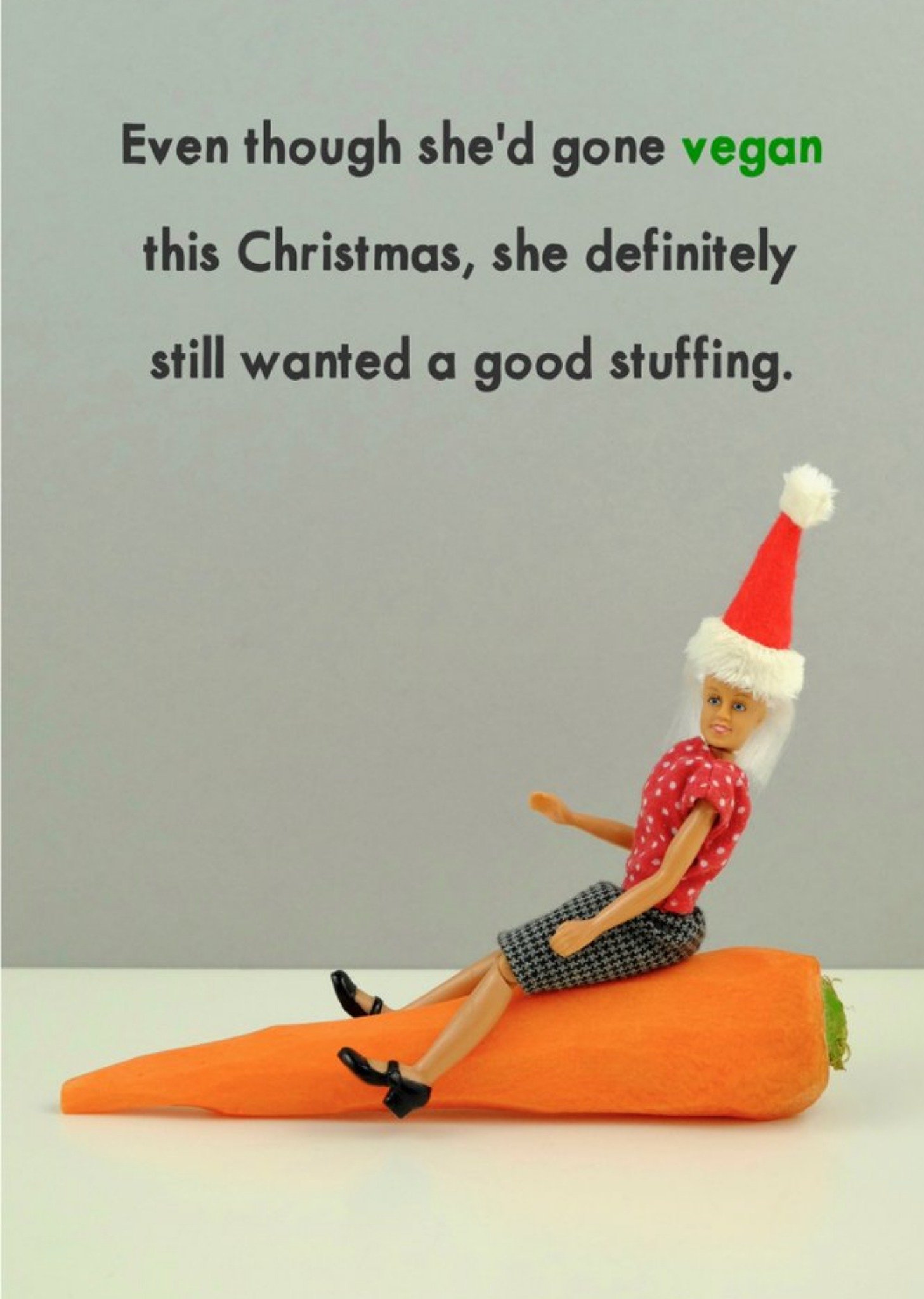 Bold And Bright Funny Dolls Rude Vegan This Christmas Card, Large