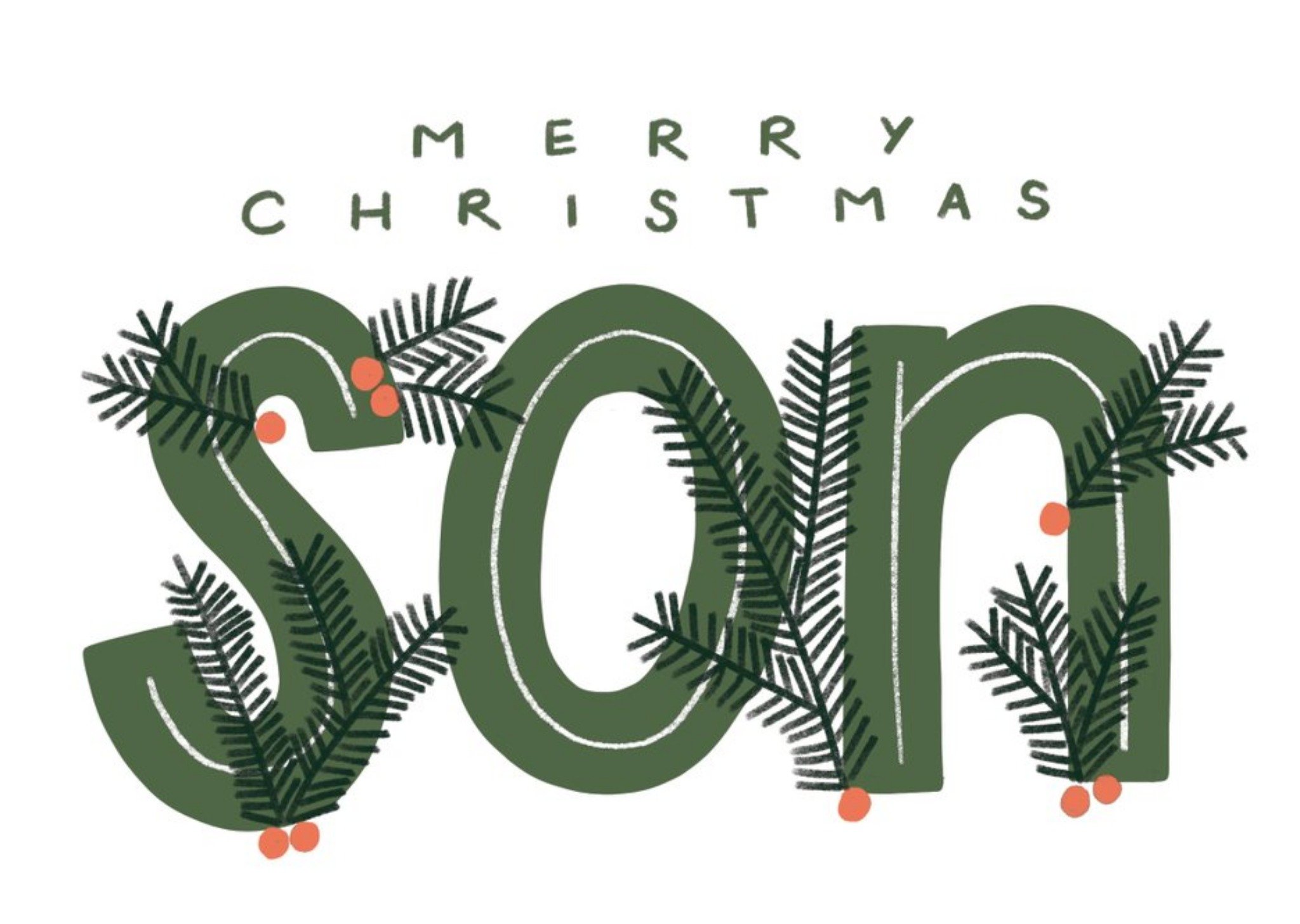 Moonpig Merry Christmas Son Typographic Card Ecard