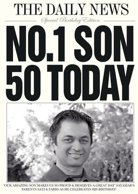 Daily News Number One Son 50 Today Birthday Card