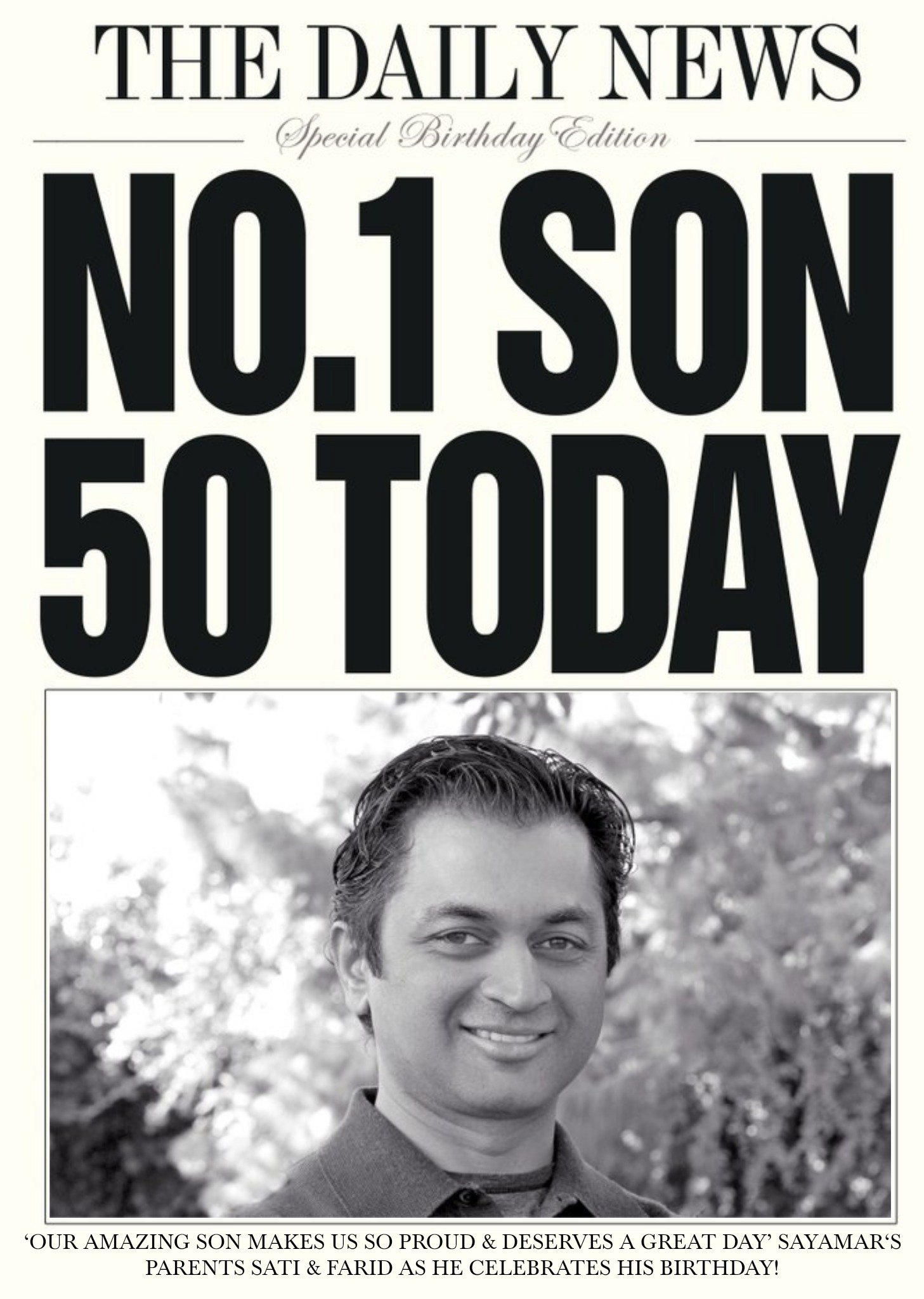 Moonpig Daily News Number One Son 50 Today Birthday Card Ecard