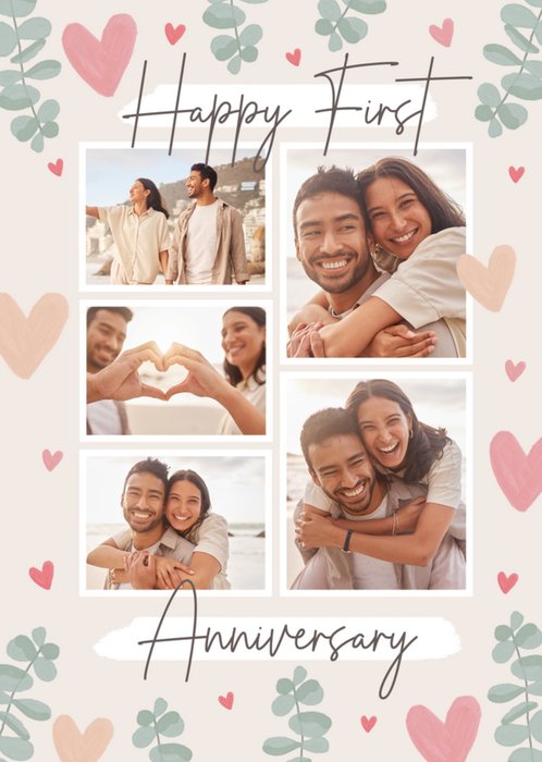 Happy First Anniversary Photo Upload Card