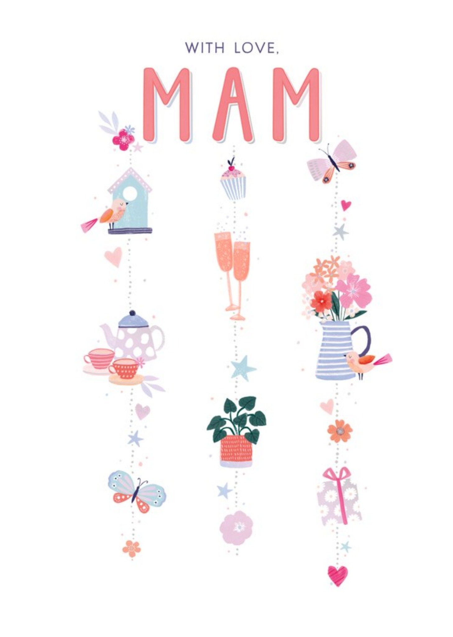 Moonpig Ukg Illustrated Typographic Mam Card, Large