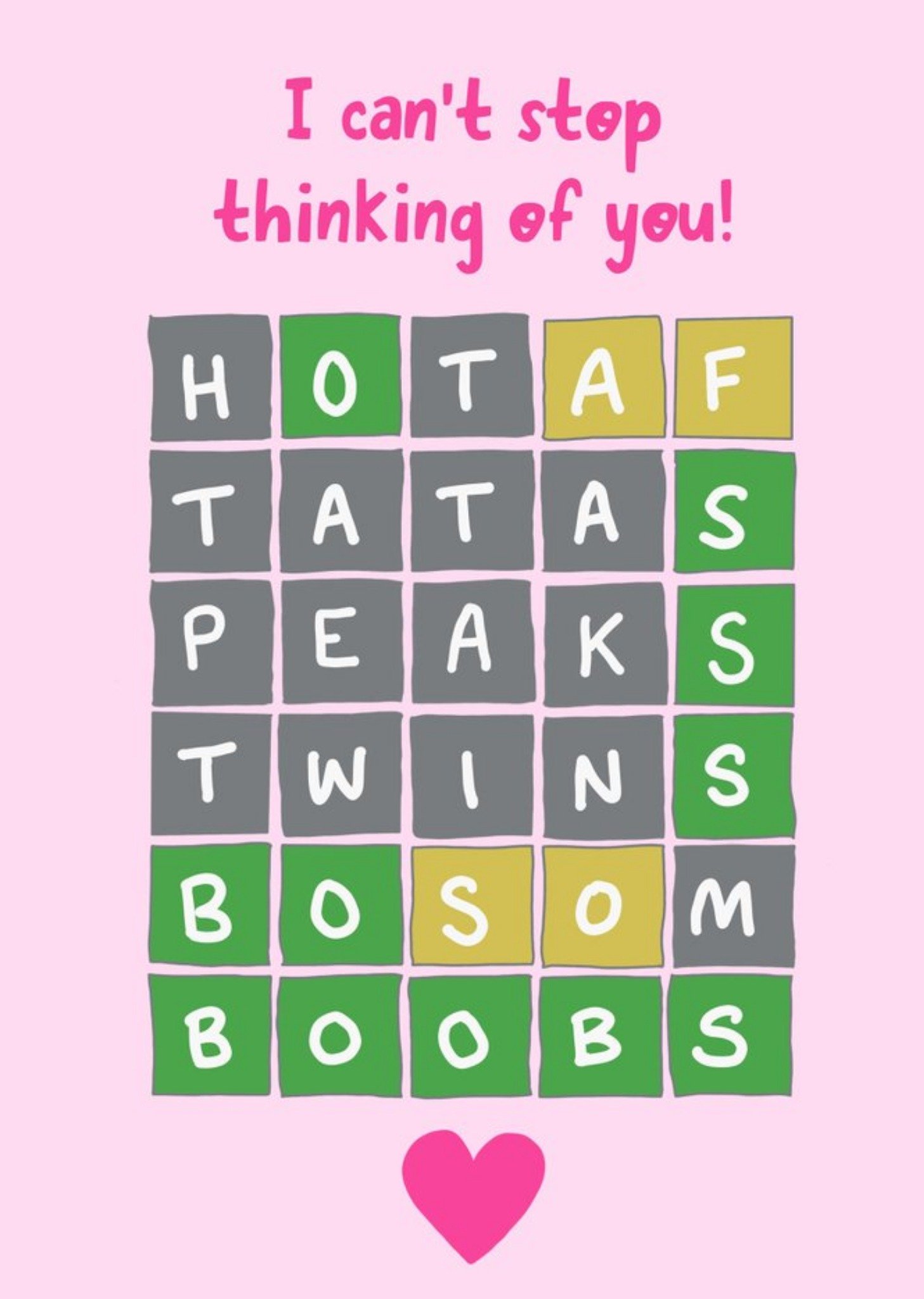 Illustrated Naughty Scrabble Word Game Valentines Day Card