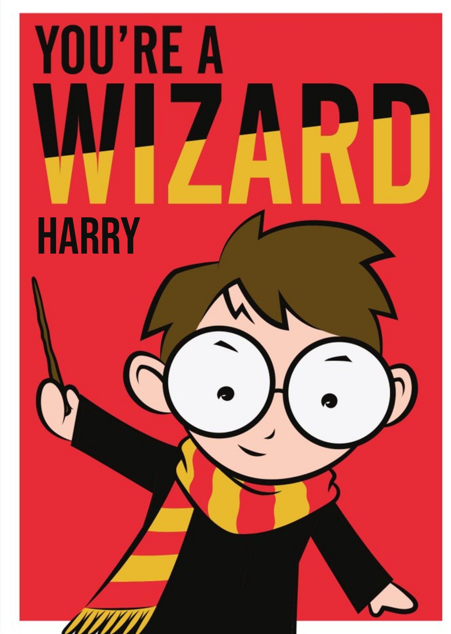 Harry Potter Cartoon You're A Wizard Harry Christmas Card, Large