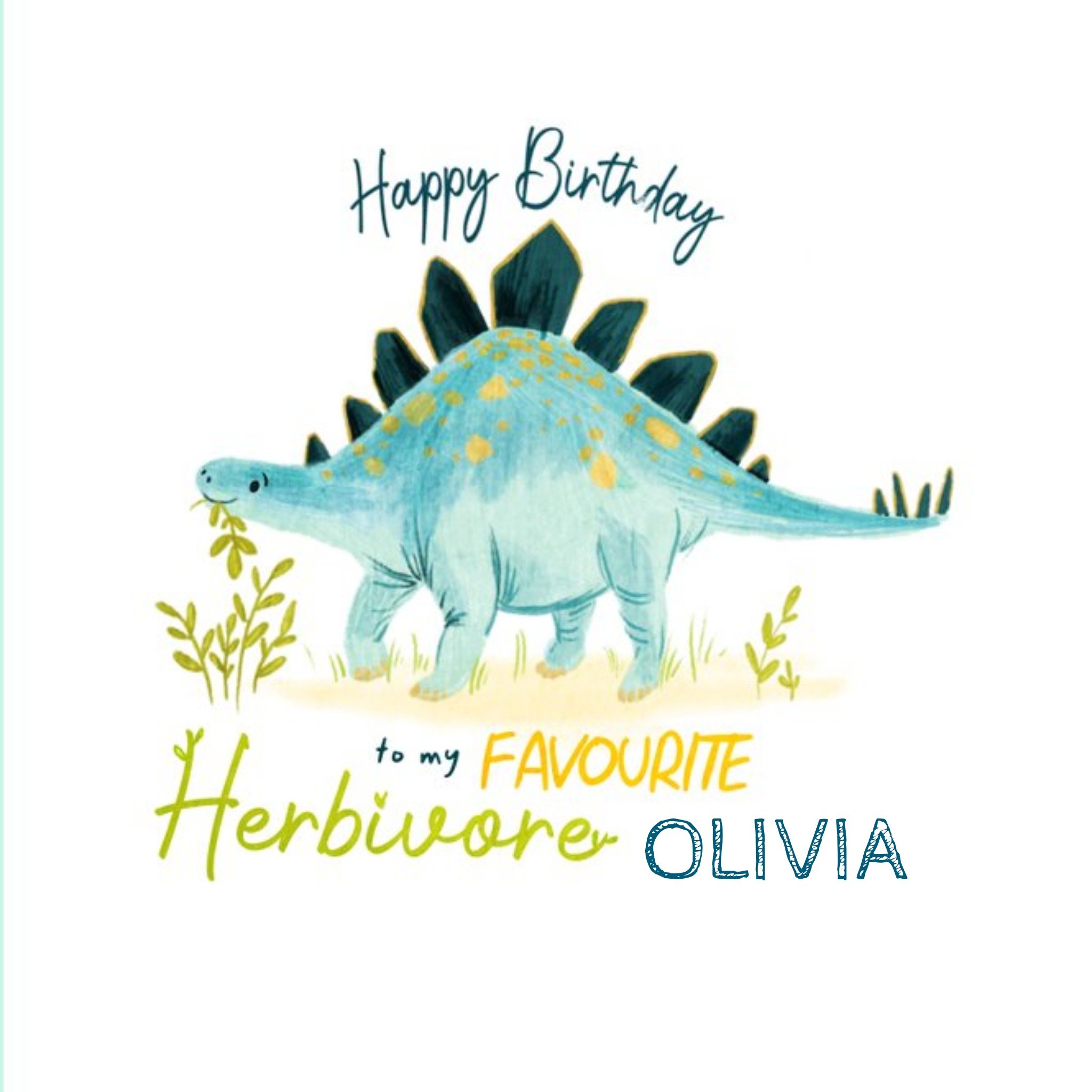 Moonpig Katie Hickey Illustrations Funny Dinosaur Cute Teen Birthday Card, Square