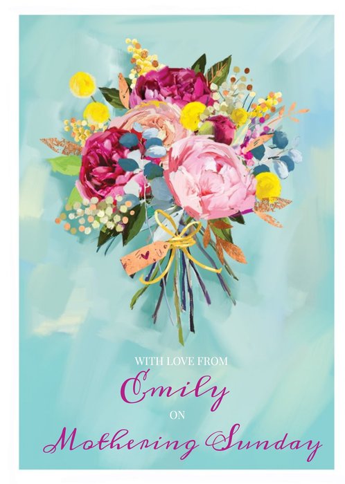 Bright Watercolour Flower Bouquet Personalised Mother's Day Card