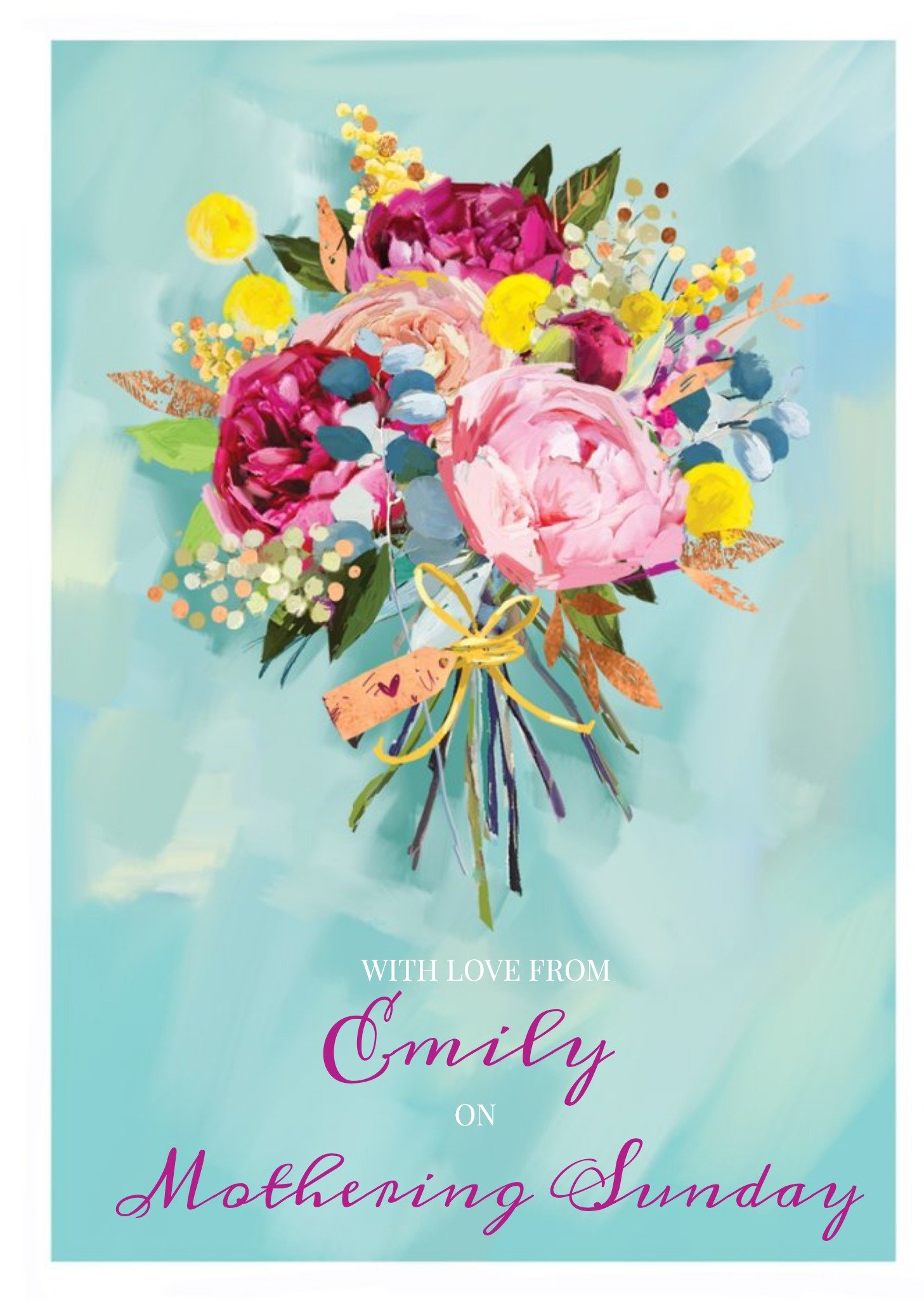 Ling Design Bright Watercolour Flower Bouquet Personalised Mother's Day Card, Large