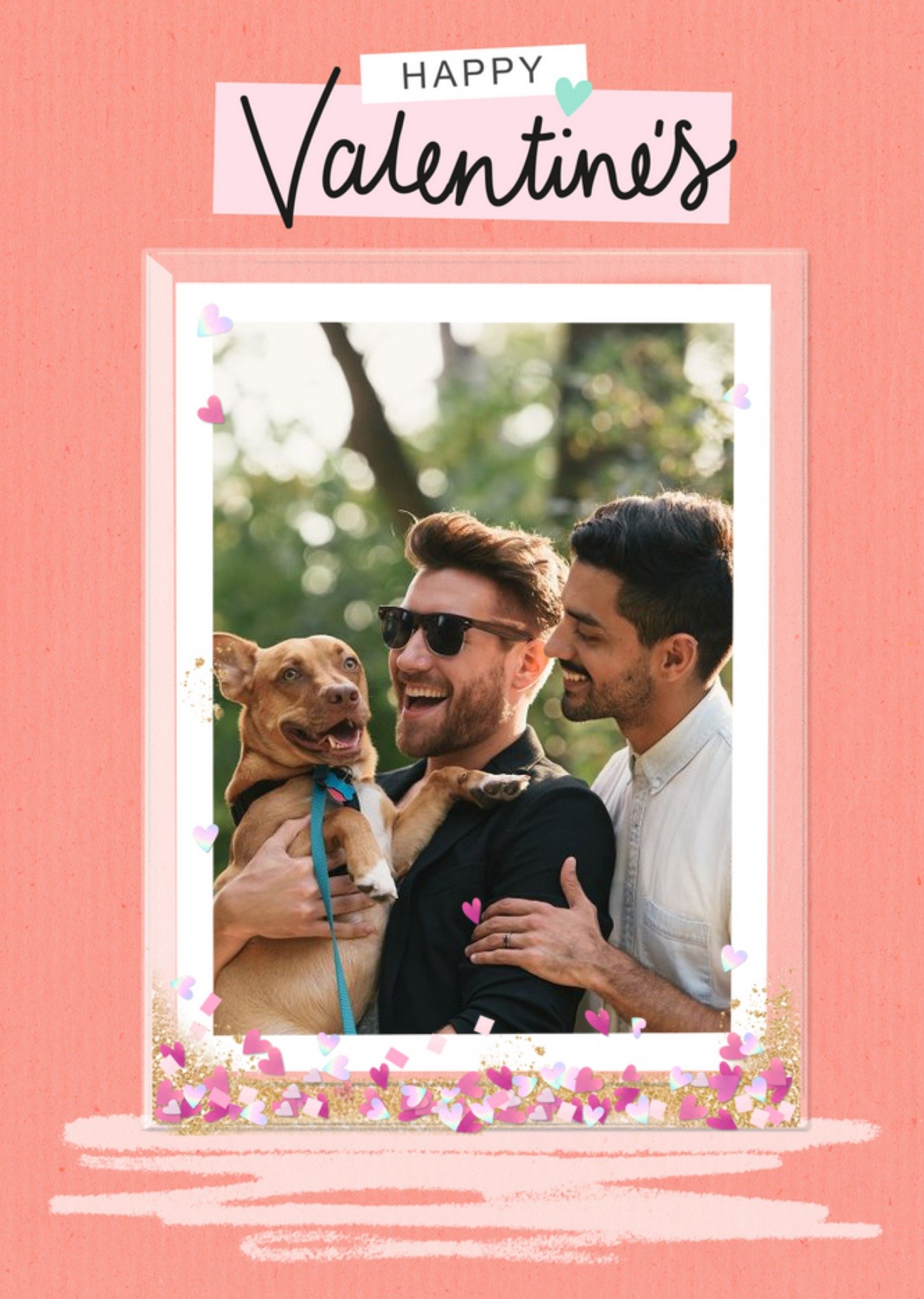 Moonpig Heart Confetti Pink Photo Upload Valentine's Day Card Ecard