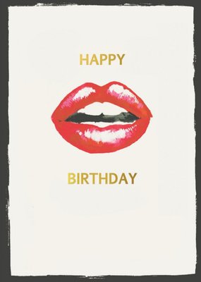 Illustrated Lips Happy Birthday Card