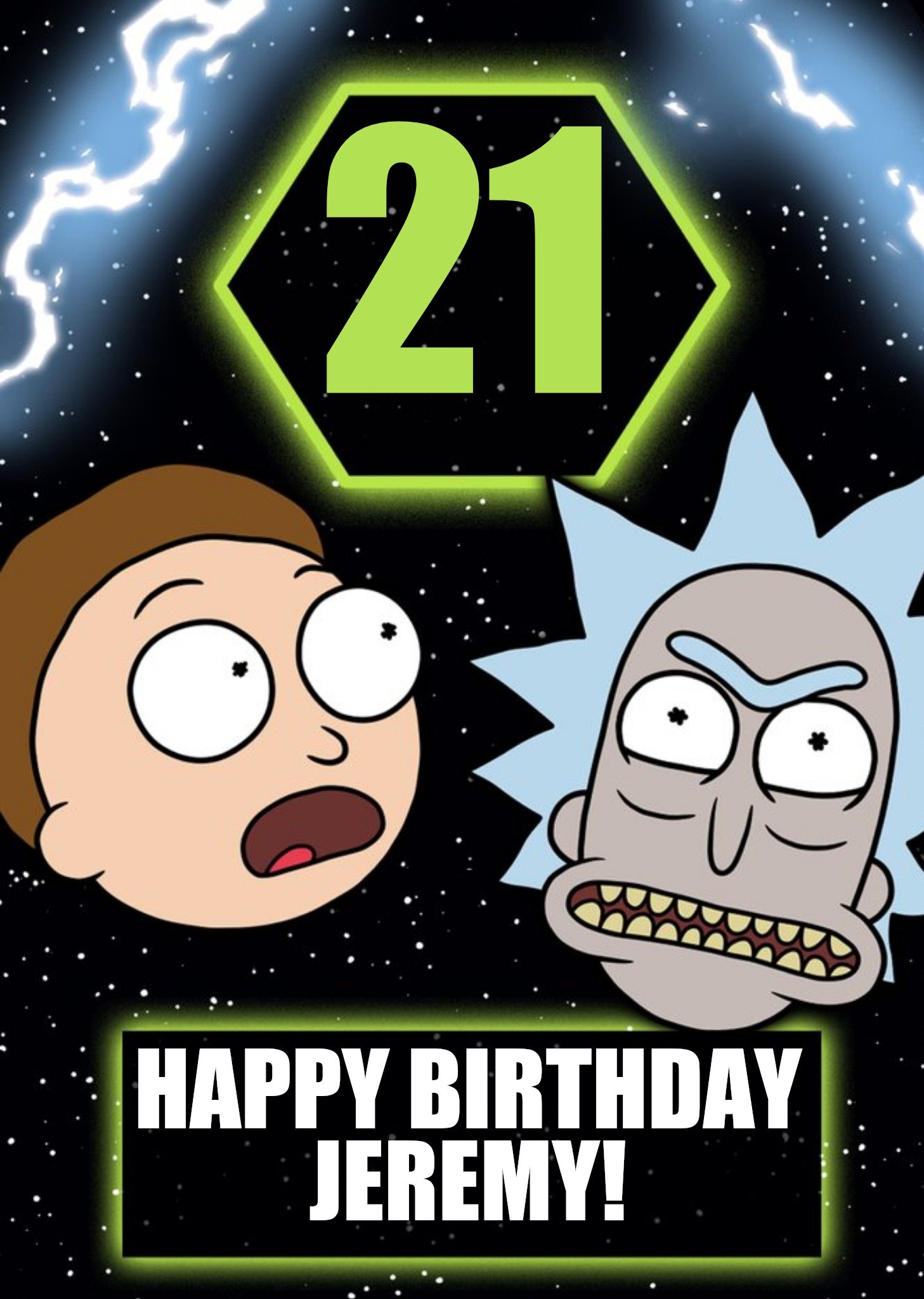 Moonpig Rick And Morty Funny Cartoon 21st Birthday Card From Adult Swim, Large