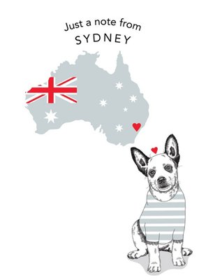 Dotty Dog Art Illustrated Animal Just To Say Australia Map Dogs Card