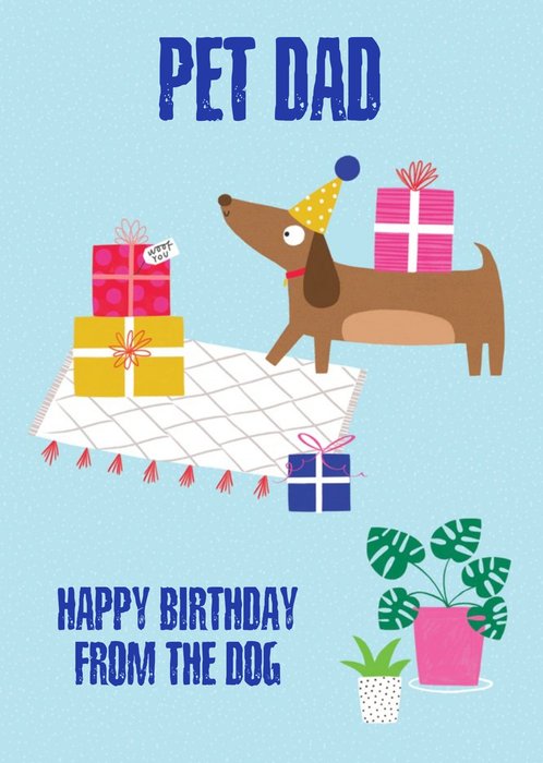 Illustrated Sausage Dog Editable Text Male Female Birthday Card