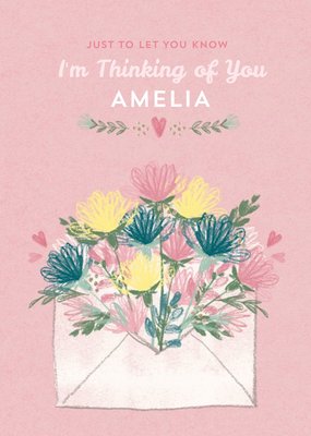Colourful Garden Flowers Personalised Thinking Of You Card