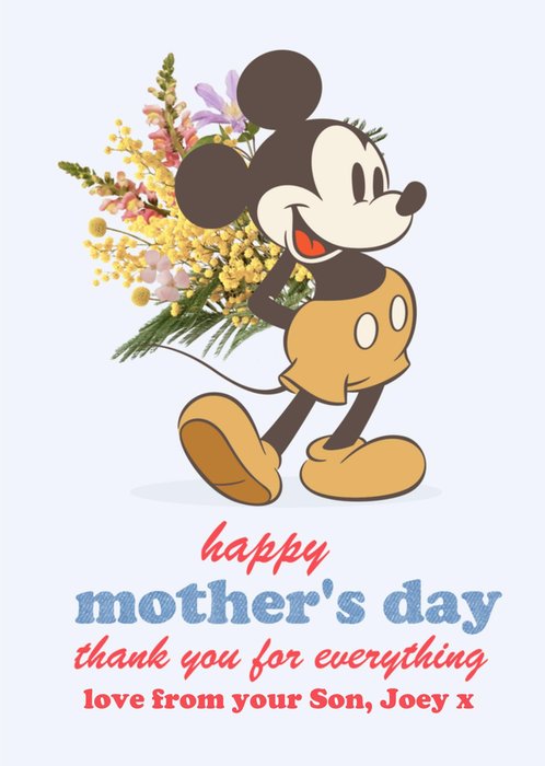 Disney Mickey Mouse Happy Mothers Day Thank You For Everything Card