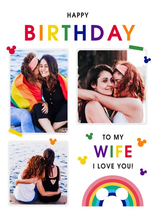 Disney Mickey Mouse To My Wife Photo Upload Birthday Card