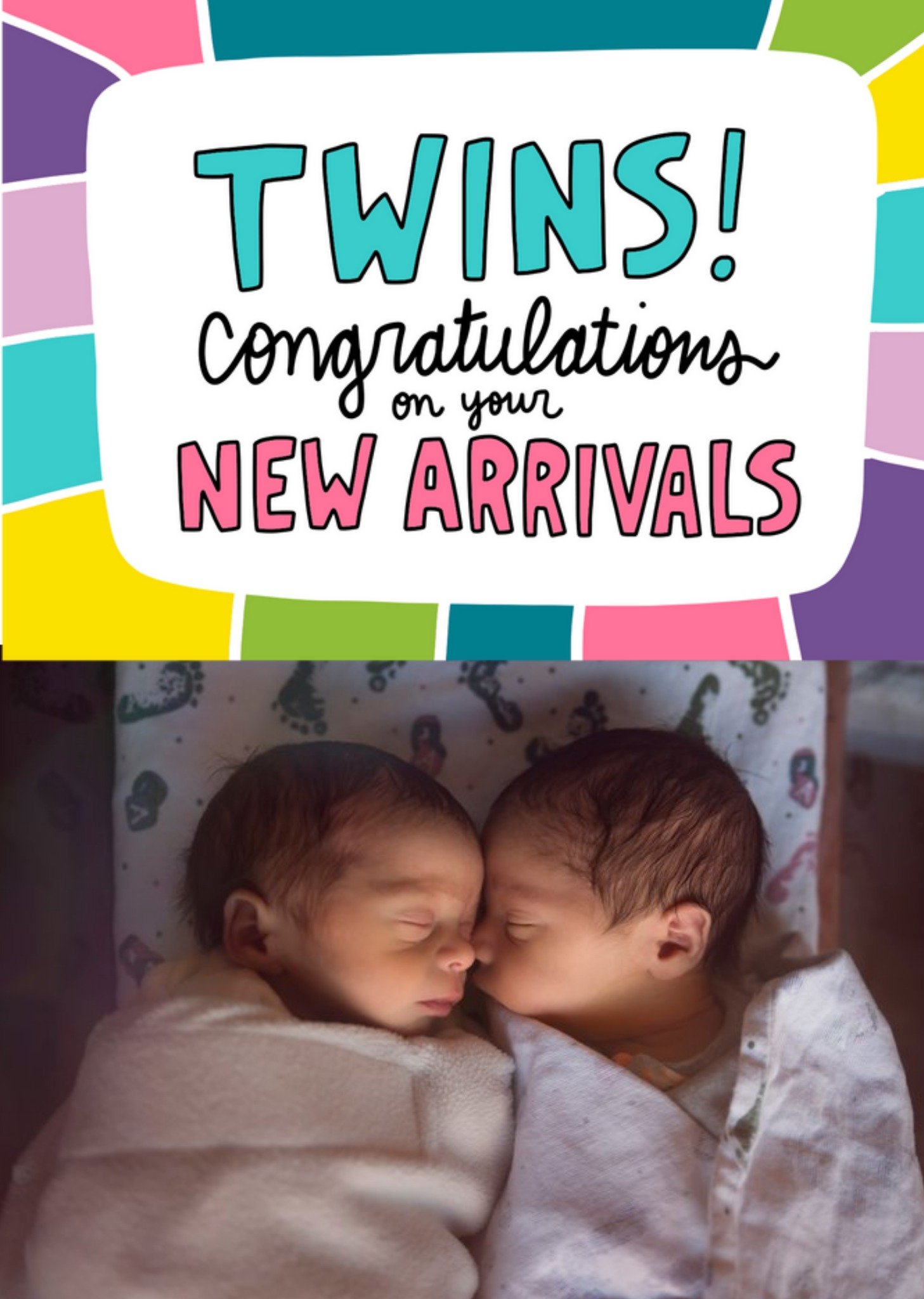 Moonpig Angela Chick Cute Twins New Baby Card Ecard