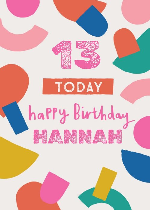 Colourful Confetti Design Personalised Name Teen Birthday Card