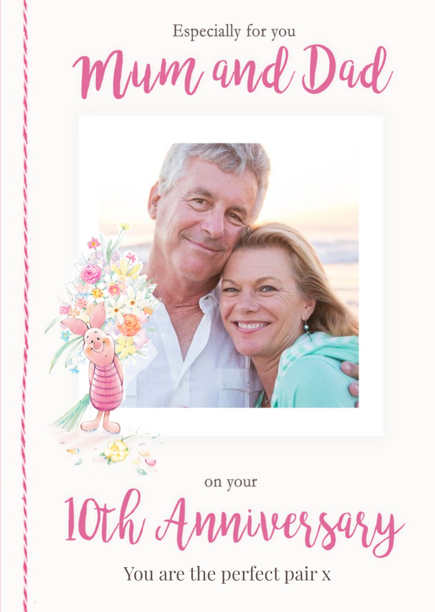 Disney Winnie the Pooh Mum And Dad Perfect Pair 10th Anniversary Photo Upload Card, Large