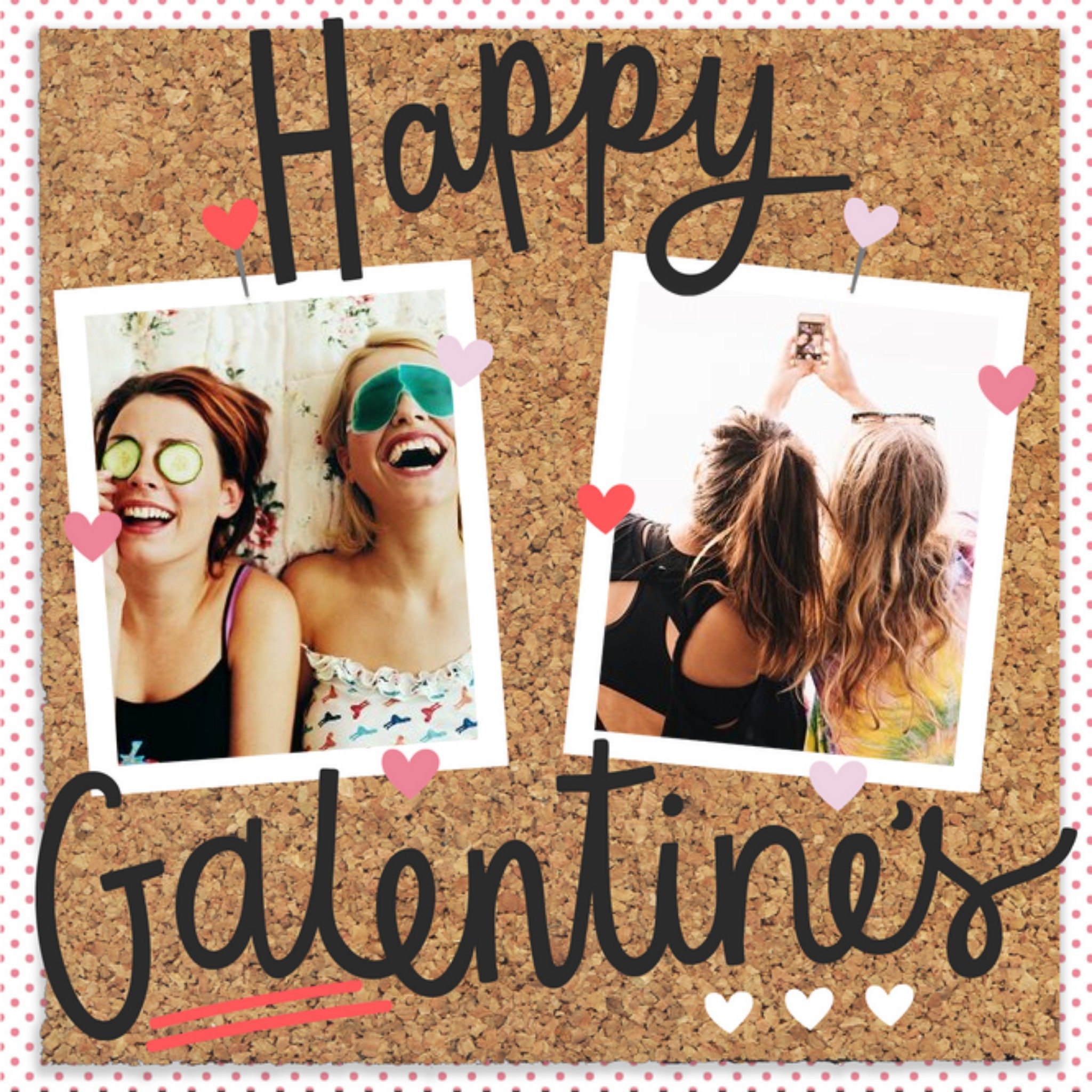 Moonpig Pinboard Happy Galentines Photo Upload Card, Square