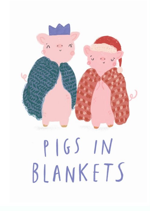 Cute Pigs In Blankets Illustration Christmas Card