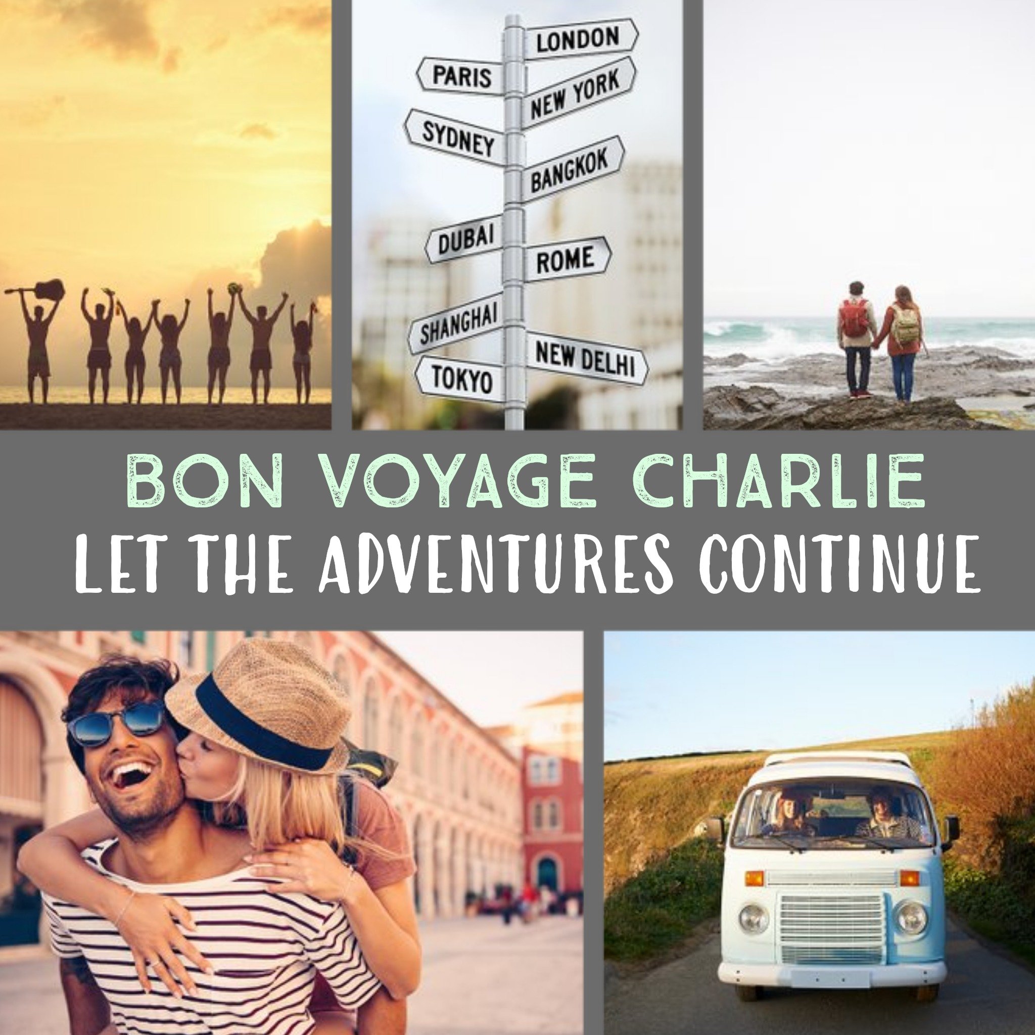 Bon Voyage Photo Upload Card, Square