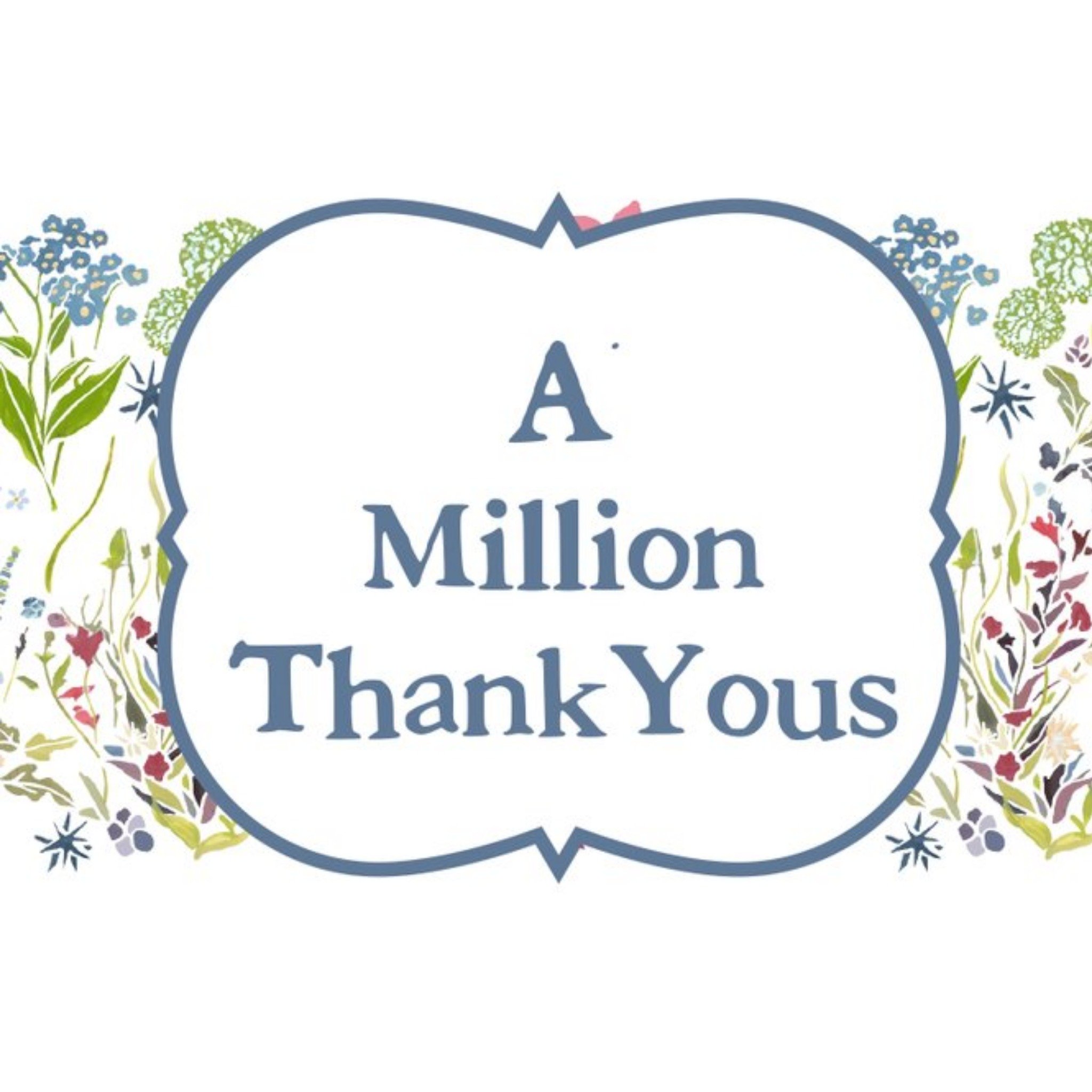 A Million Thank Yous Typographic Card, Square