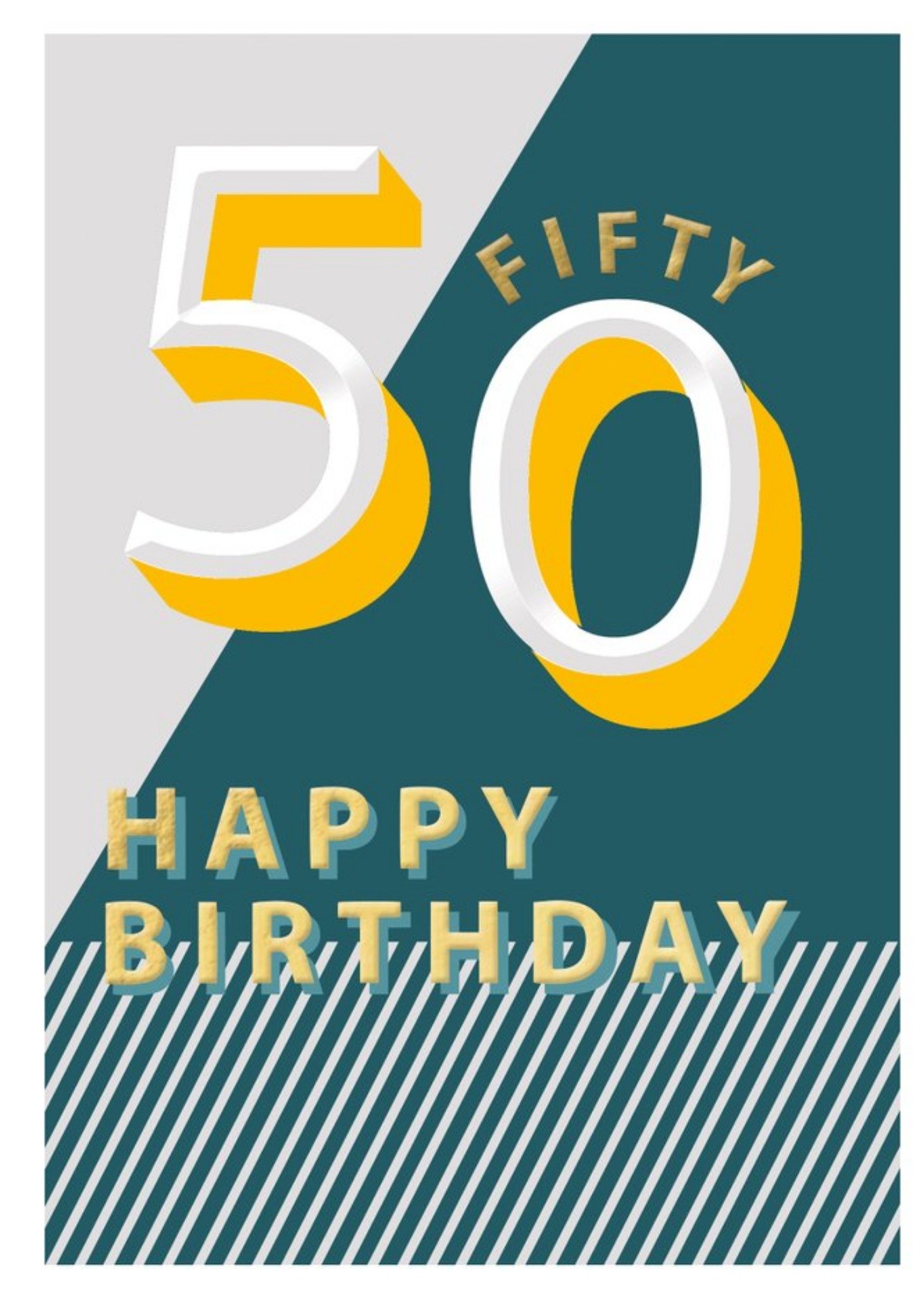 Moonpig 50 Happy Birthday Block Colour Card, Large