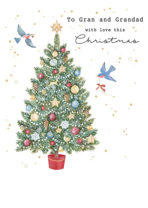 Traditional Christmas Tree Gran And Grandad Christmas Card