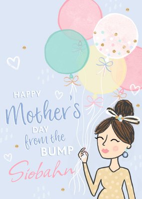 Illustrated Woman Pastel Balloons Type From The Bump Mothers Day Card